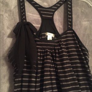 Decree striped tank top with sheer flower detail